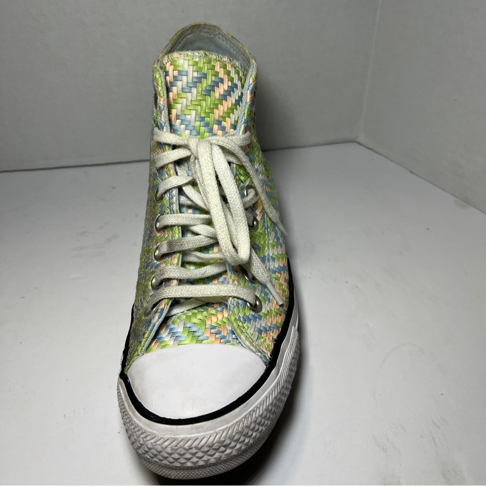 Converse CTAS High Top Chambray Blue Green White Canvas Sneakers Women's Size 9 - Picture 3 of 15